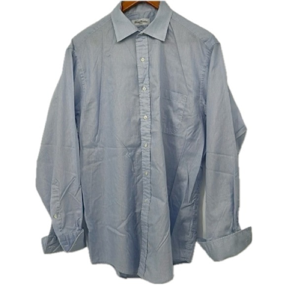 Brooks Brothers Makers Collection Blue Pinstripe‎ Dress Shirt Men's Size 17-35 - Picture 1 of 13